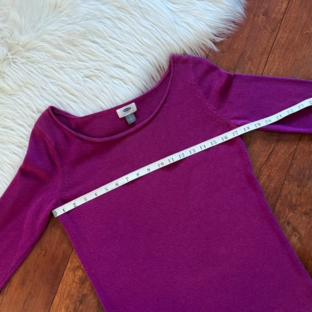 Old Navy Fuschia Flat Knit Sweater-Size Small TALL - Picture 4 of 6